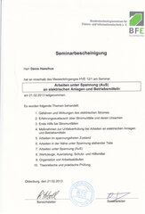 Zertifikat Arbeiten unter Spannung