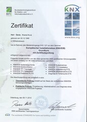 Zertifikat Europäischer Installationsbus (KNX/EIB)