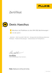 Zertifikat Fluke Messkurs